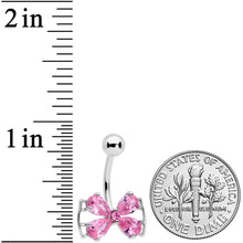 Load image into Gallery viewer, Pink CZ Gem Beauty Bow Belly Ring
