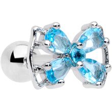 Load image into Gallery viewer, 16G 1/4 Aqua CZ Gem Beauty Bow Cartilage Tragus Earring
