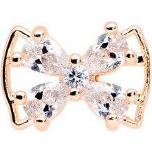 Load image into Gallery viewer, 16G 5/16 Clear CZ Gem Rose Gold Tone Beauty Bow Labret Tragus
