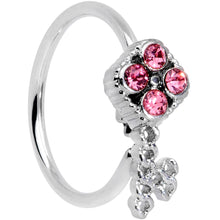 Load image into Gallery viewer, 20G 5/16 Pink Gem Open Key Nose Hoop

