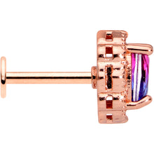 Load image into Gallery viewer, 16G 5/16 Purple Tourmaline Rose Gold Tone Labret Monroe Tragus
