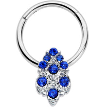 Load image into Gallery viewer, 16G 3/8 Blue CZ Gem Chandelier Hinged Segment Ring
