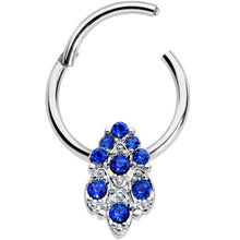 Load image into Gallery viewer, 16G 3/8 Blue CZ Gem Chandelier Hinged Segment Ring
