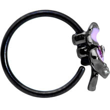Load image into Gallery viewer, 20G 5/16 Clear Gem Black Purple Iris Flower Nose Hoop
