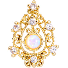 Load image into Gallery viewer, 16G 5/16 White Synthetic Opal Gold Tone Labret Monroe Tragus
