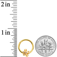 Load image into Gallery viewer, 16G 3/8 Clear Gem Gold Tone Stylish Splat Hinged Segment Ring
