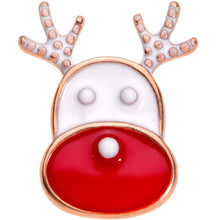 Load image into Gallery viewer, Rose Gold Tone Reindeer Red Nosed Christmas Barbell Tongue Ring
