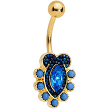 Load image into Gallery viewer, Blue Gem Gold Tone Opulent Oval Belly Ring
