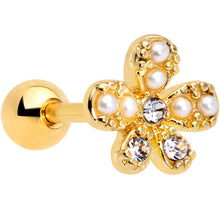 Load image into Gallery viewer, 16G 1/4 Clear Gem Gold Tone Stylish Splat Cartilage Tragus Earring
