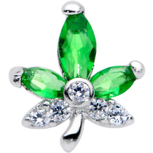 Load image into Gallery viewer, 20G 1/4 Clear Green Gem Pot Leaf Nose Bone
