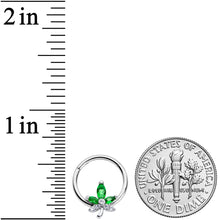 Load image into Gallery viewer, 16G 3/8 Clear Green Gem Pot Leaf Hinged Segment Ring
