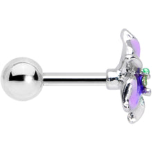 Load image into Gallery viewer, 16G 1/4 Clear Gem Exotic Purple Flower Cartilage Tragus Earring
