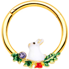 Load image into Gallery viewer, 16G 3/8 Purple Gem Gold Tone White Rabbit Hinged Segment Ring
