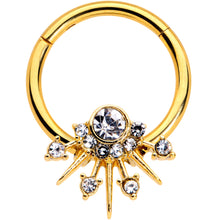 Load image into Gallery viewer, 16G 3/8 Clear CZ Gem Gold Tone Elegant Crest Hinged Segment Ring
