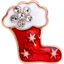 Load image into Gallery viewer, Clear CZ Gem Rose Gold Tone Christmas Stocking Barbell Tongue Ring
