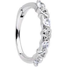 Load image into Gallery viewer, 16G 3/8 Clear CZ Gem Little Hearts Valentine Hinged Segment Ring
