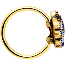Load image into Gallery viewer, 20G 5/16 Clear Blue Gem Gold Tone Heirloom Teardrop Nose Hoop

