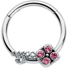 Load image into Gallery viewer, 16G 3/8 Pink Gem Open Key Hinged Segment Ring
