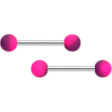 Load image into Gallery viewer, 14G 9/16 Pink Purple Ombre Soft Finish Barbell Nipple Ring Set
