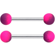 Load image into Gallery viewer, 14G 9/16 Pink Purple Ombre Soft Finish Barbell Nipple Ring Set
