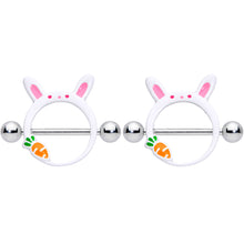 Load image into Gallery viewer, 14G 9/16 Carrot White Easter Bunny Nipple Shield Set
