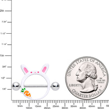 Load image into Gallery viewer, 14G 9/16 Carrot White Easter Bunny Nipple Shield Set
