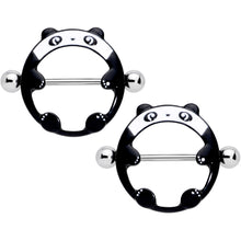 Load image into Gallery viewer, 14G 11/16 Black White Round Panda Nipple Shield Set

