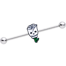 Load image into Gallery viewer, 14G Skull White Rose Valentines Industrial Barbell 38mm

