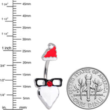 Load image into Gallery viewer, Red Gem Santa Face Glasses Christmas Belly Ring
