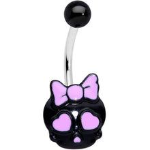 Load image into Gallery viewer, Black Skull Heart Pink Faux Opal Halloween Belly Ring Set of 4
