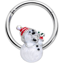 Load image into Gallery viewer, 16G 3/8 Clear Gem Snowman Christmas Hinged Segment Ring
