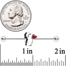 Load image into Gallery viewer, 14G Red Gem Penguin Heart Valentines Day Industrial Barbell 38mm
