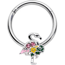 Load image into Gallery viewer, 16G 3/8 Pink Gem Funky Flamingo Hinged Segment Ring
