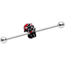 Load image into Gallery viewer, 14G Black Cat Santa Hat Christmas Industrial Barbell 38mm
