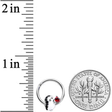 Load image into Gallery viewer, 16G 3/8 Red Gem Penguin Heart Valentines Day Hinged Segment Ring
