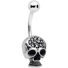 Load image into Gallery viewer, Clear Gem Angular Spooky Goth Skull Halloween Belly Ring
