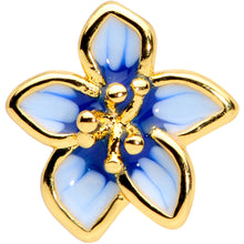 Load image into Gallery viewer, 16G 5/16 Gold Tone White Blue Flower Labret Monroe Tragus
