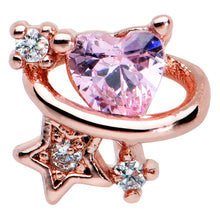 Load image into Gallery viewer, 20G 1/4 Clear Pink Gem Rose Gold Tone Heart Star Nose Bone
