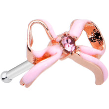 Load image into Gallery viewer, 20G 1/4 Pink Gem Pink Pretty Bow Nose Bone
