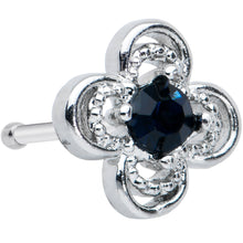 Load image into Gallery viewer, 20G 1/4 Blue Gem Stylized Deco Cross Nose Bone
