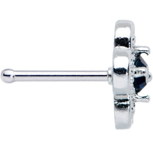 Load image into Gallery viewer, 20G 1/4 Blue Gem Stylized Deco Cross Nose Bone
