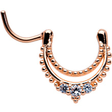 Load image into Gallery viewer, 16G 3/8 Clear CZ Gem Rose Gold Tone Double Luxe Cartilage Clicker
