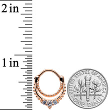 Load image into Gallery viewer, 16G 3/8 Clear CZ Gem Rose Gold Tone Double Luxe Cartilage Clicker
