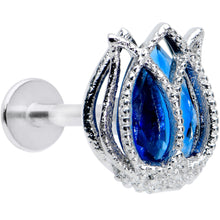 Load image into Gallery viewer, 16G 5/16 Blue Gem Tulip Petals Flower Labret Monroe Tragus
