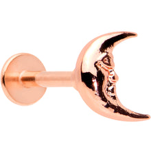 Load image into Gallery viewer, 16G 5/16 Rose Gold Tone Face in the Moon Labret Monroe Tragus
