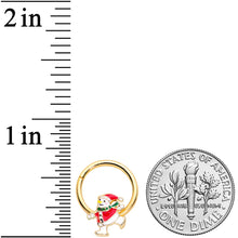 Load image into Gallery viewer, 16G 3/8 Gold Tone Skating Snowman Christmas Hinged Segment Ring
