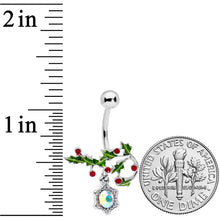 Load image into Gallery viewer, Aurora Red Gem Holly Holiday Decor Christmas Belly Ring
