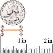Load image into Gallery viewer, 14G 9/16 Clear Gem Rose Gold Tone Triple Rhombus Nipple Ring Set
