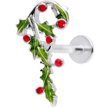 Load image into Gallery viewer, 16G 5/16 Pink CZ Gem Candy Cane Holly Labret Monroe Tragus
