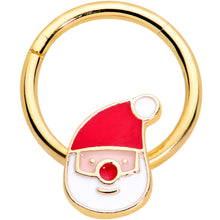 Load image into Gallery viewer, 16G 3/8 Gold Tone Smiling Santa Christmas Hinged Segment Ring
